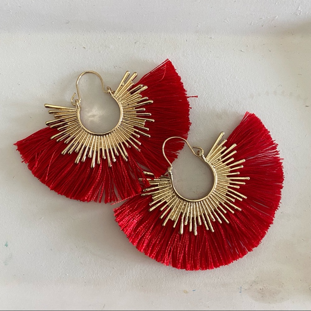 Red Tassel Earrings